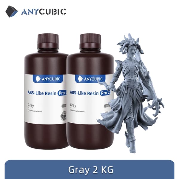anycubic ABS Pro 2 Harpiks, Fotosensitiv Typ, 2kg Storleksalternativ,2 kg Grå
