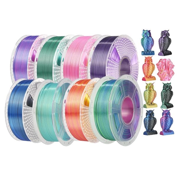 JAYO PLA Silke Filament, Flerfärgad Glänsande Yta, 250G Per Rulle,PLAPLUS SKTC MIX