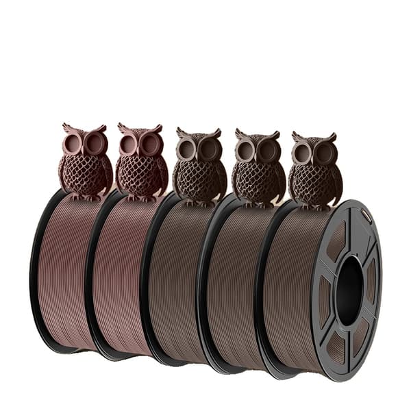 Wood PLA-filament, 1,75 mm diameter, 15% äkta träfiber,Träblandning-4 5Rullar
