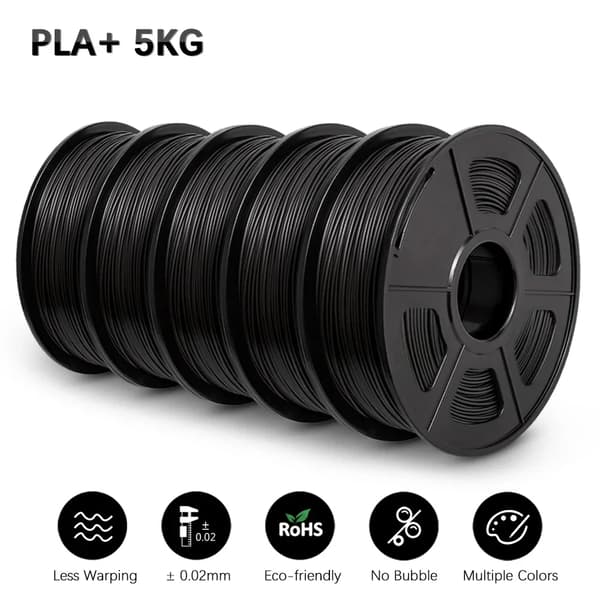 PLA+ Filament, 1,75 mm Diameter, 100% Bubbel Fritt,PLA PLUS Svart 5