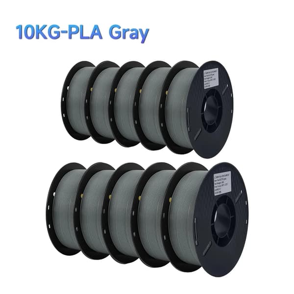 3D-printer filament, 10KG PETG, 1,75 mm diameter,10KG PLA Grå