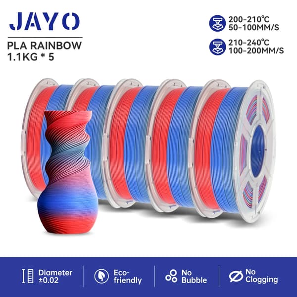 3D Printfilament, SILK Regnbue, 1,1 KG Vægt, 1,75mm Diameter,PLA Regnbue 01