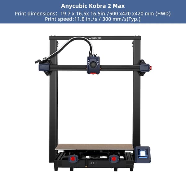 FDM 3D-tulostin, 500 x 420 x 420 mm Rakennuskoko, 500 mm/s Tulostusnopeus,ANYCUBIC Kobra 2 Max