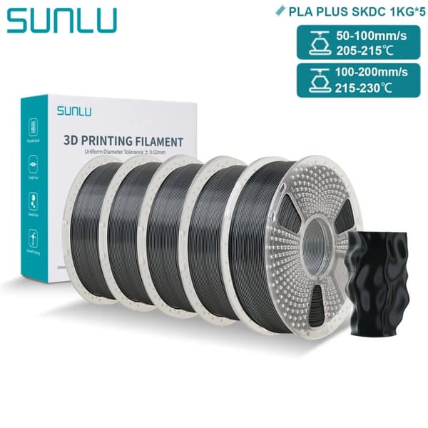 PLA PLUS Silke Filament, 5KG Ikke-giftig, 1,75mm Diameter,5KG Sort Hvid