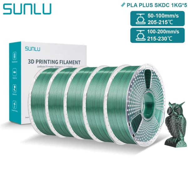 PLA PLUS Silke Filament, 5KG Icke-toxisk, 1,75 mm Diameter,5KG Svart Grön