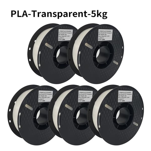 3D-printer PLA filament, 1,75 mm størrelse, 5 kg vægt,PLA-Gennemsigtig-5kg