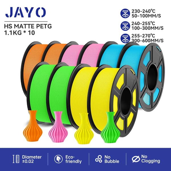 Hög hastighet Matt PETG Filament, Hållbart och Slitstarkt, Miljövänligt Material,HSMPETG 10 MIX10