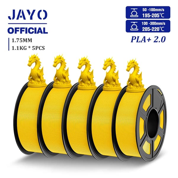 PLA Plus 3D Filament, 205-215°C Utskriftstemperatur, Vackert Vindad,PLA p 2.0 P-Gul