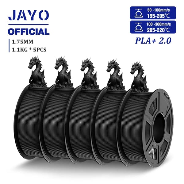 PLA Plus 3D Filament, 205-215°C Print Temperatur, Pænt Vundet,PLA p 2.0 sort