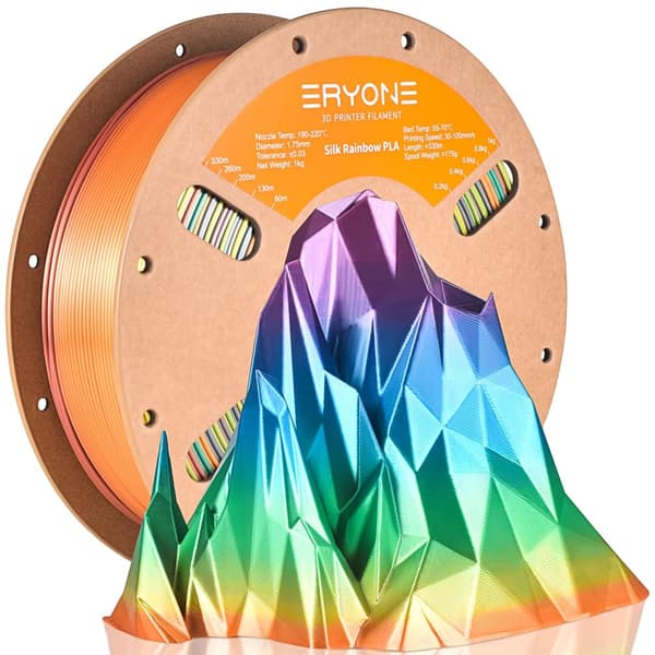 Eryone PLA Filament, Silke Regnbuefarver, Enestående Udskriftskvalitet,Bjerge-5kg