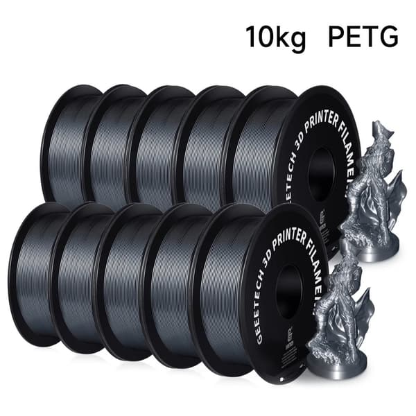 Geeetech PETG filament, 10 kg holdbart materiale, 1,75 mm diameter, lav skrumpning,Sølv