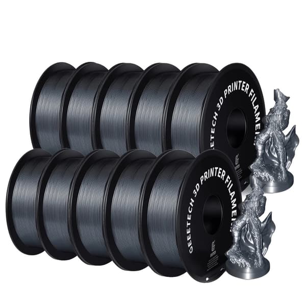 Geeetech PETG filament, 10 kg holdbart materiale, 1,75 mm diameter, lav skrumpning,Sølv