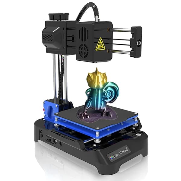 EasyThreed K7 Mini 3D-tulostin, kompakti 100 mm tulostuskoko, käyttäjäystävällinen yhden napsautuksen toiminto,K7-Musta, TF-kortti Offline