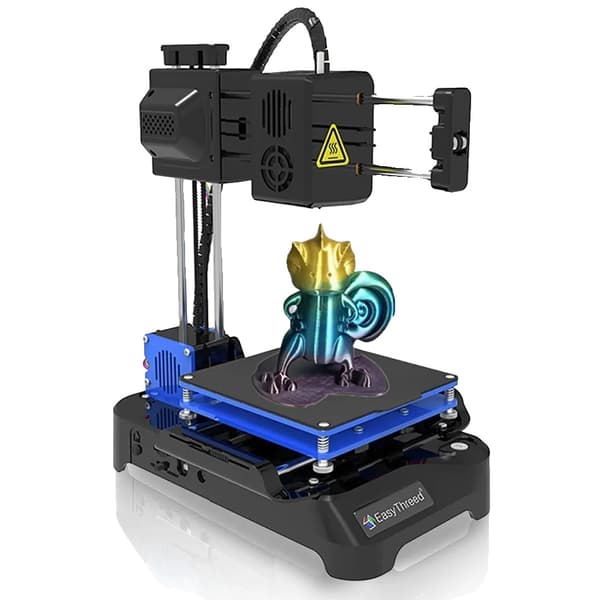 EasyThreed K7 Mini 3D-tulostin, kompakti 100 mm tulostuskoko, käyttäjäystävällinen yhden napsautuksen toiminto,K7-Musta, TF-kortti Offline