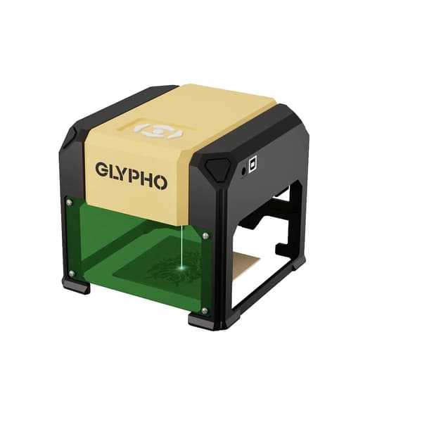 GLYPHO Lasergravyrmaskin, 3000mW effekt, 80mm x 80mm gravyrområde,3W, K4, EU-kontakt