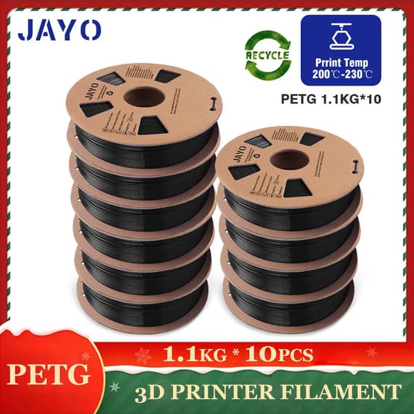 JAYO 3D-tulostinlanka, 1,1 kg per rulla, 10 rullaa,PETG Musta 10 Rullaa