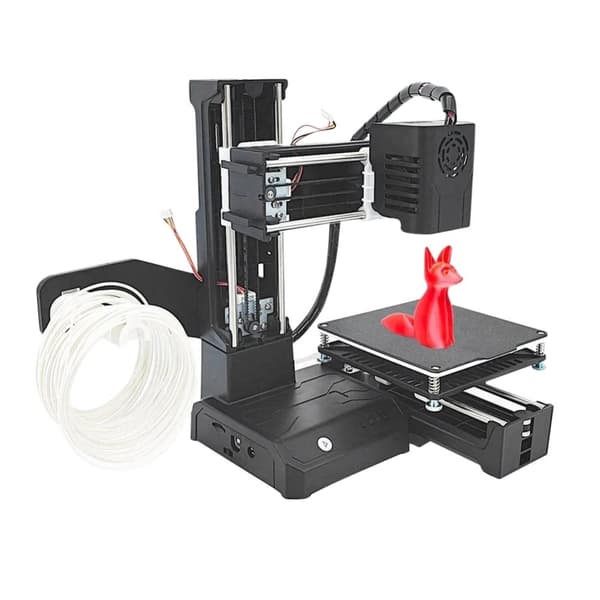 Mini 3D-printer, printstørrelse 100x100x100 mm, én-knaps print, aftagelig platform,sort
