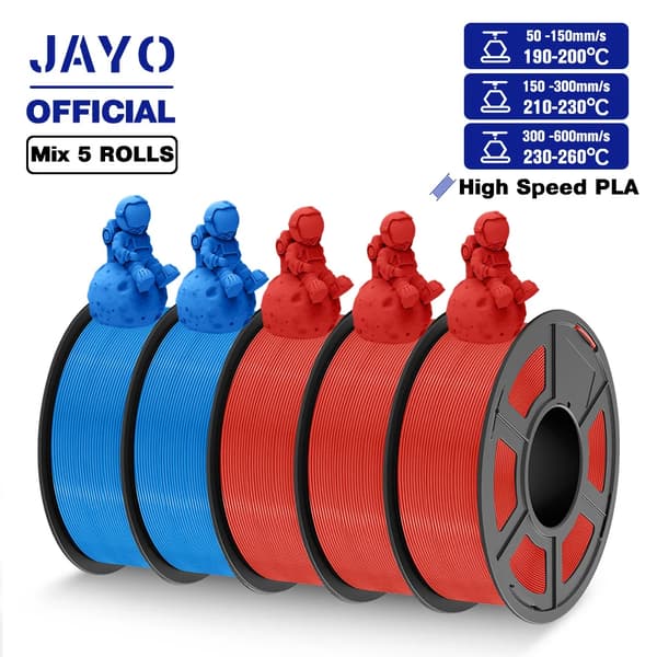 JAYO PLA Filament, 1,75 mm Diameter, Højhastighedsprint, Temperaturinterval 190-260°C,HSPLA 2BL 3RD