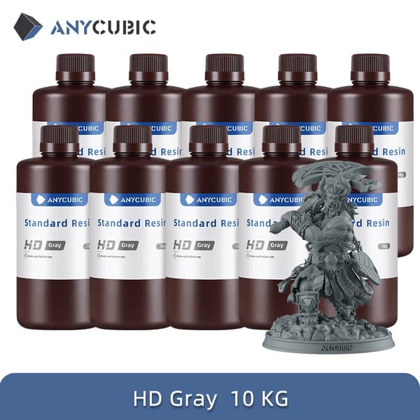 Anycubic 405nm UV-harpiks, 10KG kapacitet, kompatibel med LCD-printere,10KG HD Grå