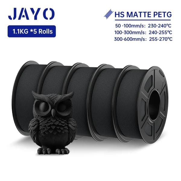 Højhastigheds PETG filament, 1,75 mm diameter, glat mat finish,HSPETG Sort 5ruller