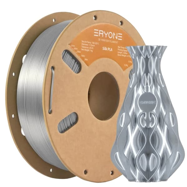 3D Filament, PLA Material, Print Temperatur 195-215℃, Anbefalet Print Hastighed 30-60mm/s,Sølv