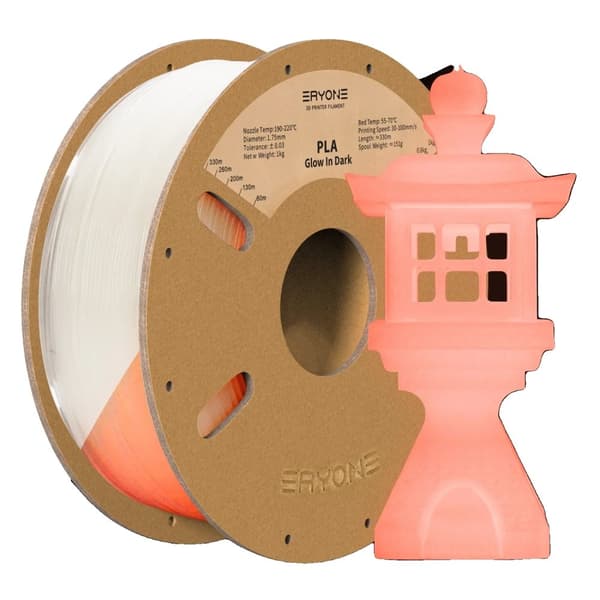 Lysende PLA Filament, 1,75 mm, Gløder i Mørket, 1 kg Spole,Orange Rød