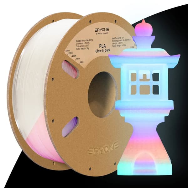 Lysende PLA Filament, 1,75 mm, Gløder i Mørket, 1 kg Spole,Glød Regnbue