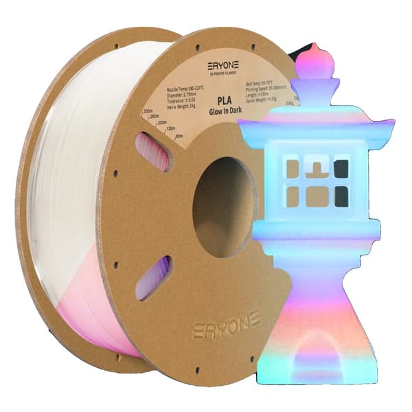 Lysende PLA Filament, 1,75 mm, Gløder i Mørket, 1 kg Spole,Glød Regnbue