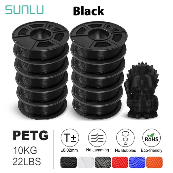 PETG filament, 10KG vægt, 1,75mm diameter,PETG-SORT-10kg