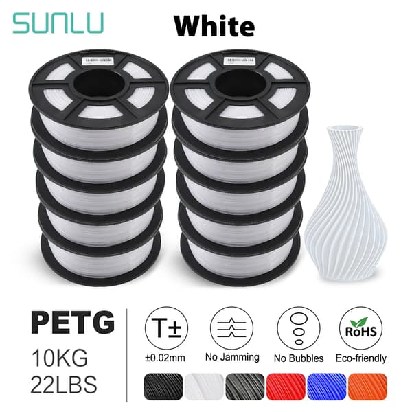 PETG filament, 10KG vægt, 1,75mm diameter,PETG-HVID-10kg