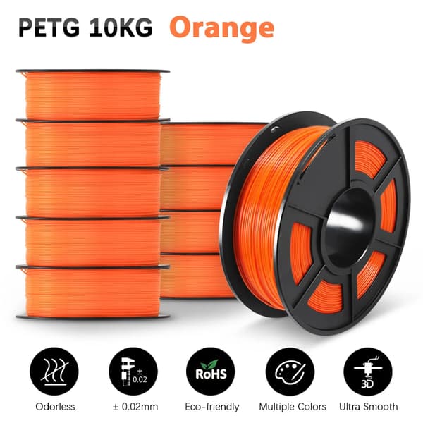 PETG-filament, 10 kg vikt, 1,75 mm diameter,PETG-ORANGE-10kg