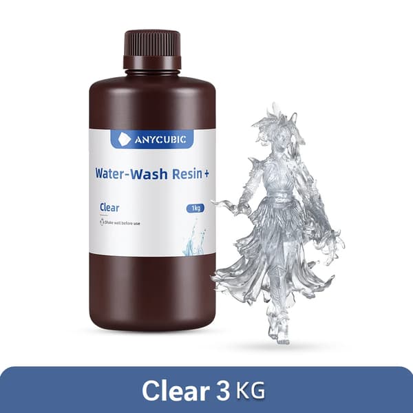 ANYCUBIC 3D-skrivharpiks, Vattenlöslig Klar, UV-harpiks HD Grå,Vatten tvätt Klar 3kg