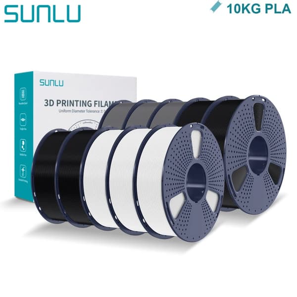 PLA 3D Filament, 10 Ruller Nettovægt 1KG, 200-210°C Print Temperatur,PLA 4BK-3WT-3GY