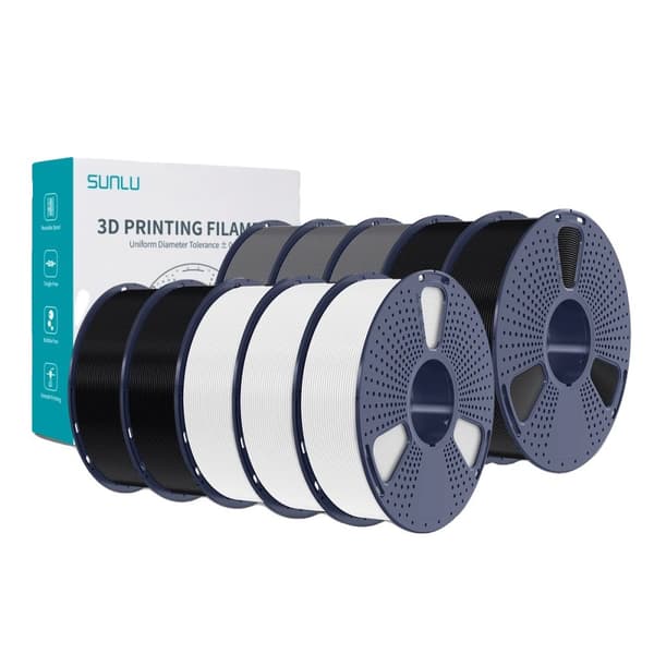 PLA 3D Filament, 10 Ruller Nettovægt 1KG, 200-210°C Print Temperatur,PLA 4BK-3WT-3GY