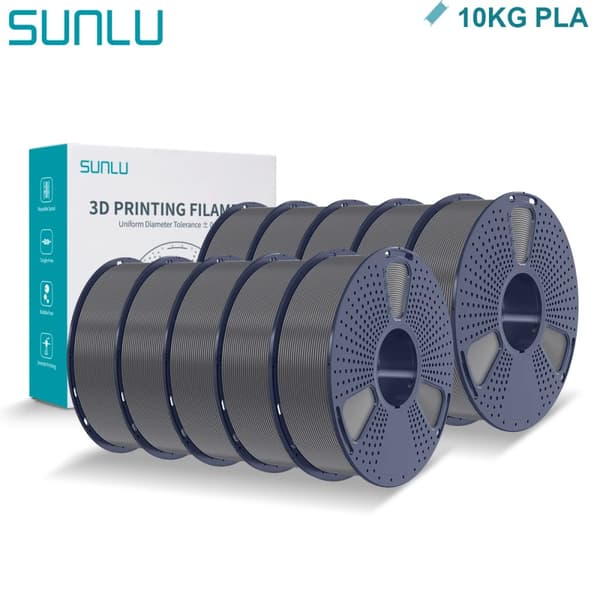 PLA 3D Filament, 10 Rullar Nettovikt 1KG, 200-210°C Utskriftstemperatur,PLA 10 Grå