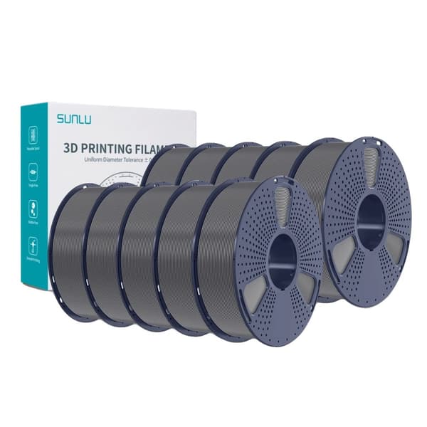 PLA 3D Filament, 10 Rullar Nettovikt 1KG, 200-210°C Utskriftstemperatur,PLA 10 Grå