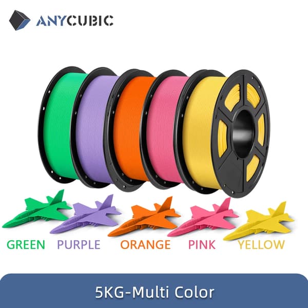 ANYCUBIC PLA Filament, 5KG Økologisk Materiale, Flere Farvekombinationer,5KG Kombination A