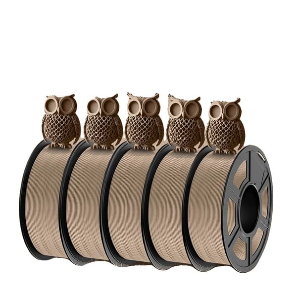 Wood PLA filament, 1,75 mm diameter, 15% ægte træfiber,Træ PLA 5 Ruller