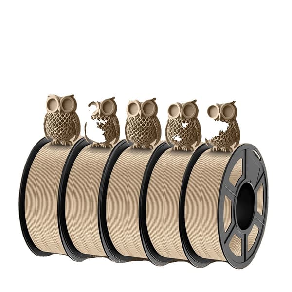 Wood PLA filament, 1,75 mm diameter, 15% ægte træfiber,Ahorntræ 5 Ruller