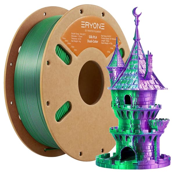 Dual Color Silk PLA-filament, 1,75 mm diameter, 1 kg vikt,Lila och grön