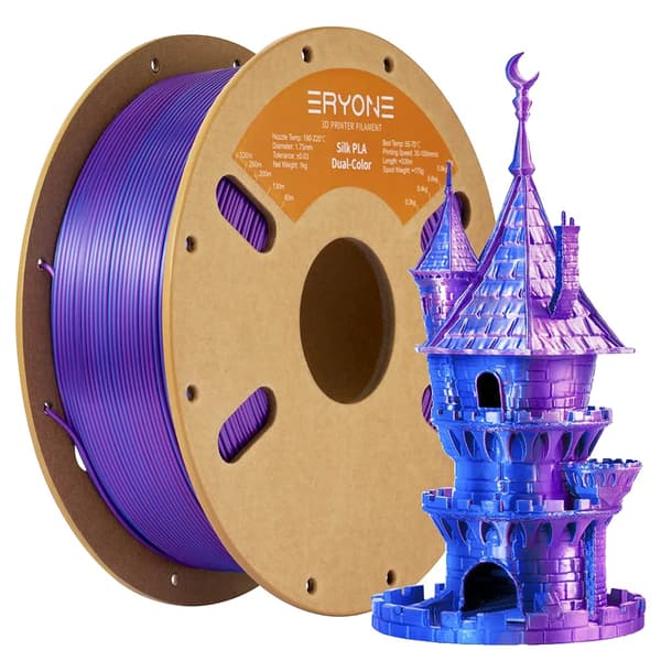 Dual Color Silk PLA-filament, 1,75 mm diameter, 1 kg vikt,Lila och blå