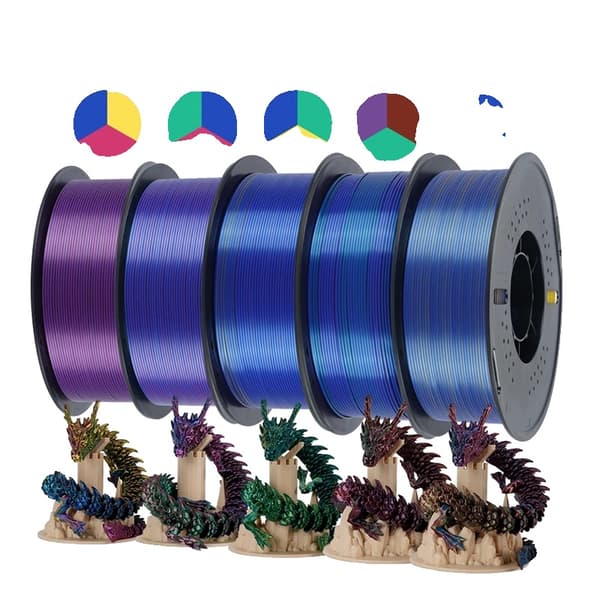 Trikolor Silke PLA Filament, 1,75 mm Diameter, 5 kg och 10 kg alternativ,5kg blandning A