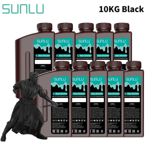 3D Printer Resin, Vandopløselig, 405nm UV-hærdning, 10KG,SORT 10KG