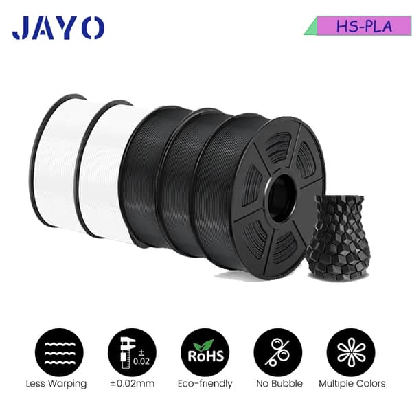 Højhastigheds PLA Filament, 1,75 mm Diameter, Zero Bubble Teknologi,3 Sort-2 Hvid