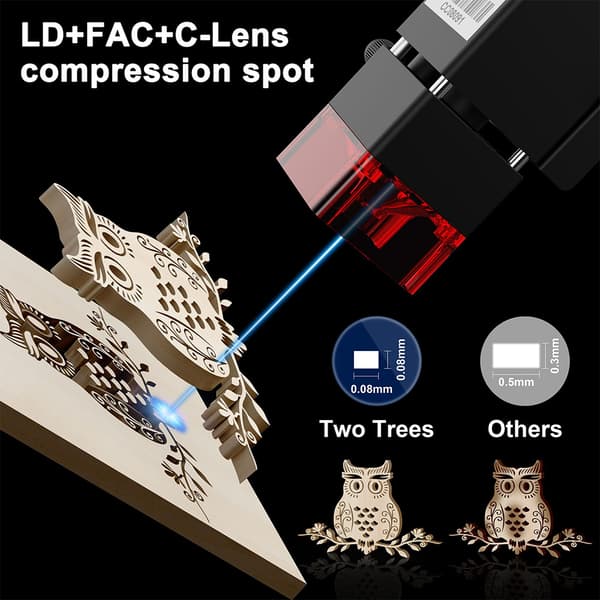 Lasergraver, 10W effekt, 300 x 300 mm område, 30.000 mm/min hastighed,TO TRÆER TTS-10 Pro, EU