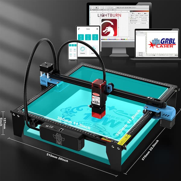 Lasergraver, 10W effekt, 300 x 300 mm område, 30.000 mm/min hastighed,TO TRÆER TTS-10 Pro, EU