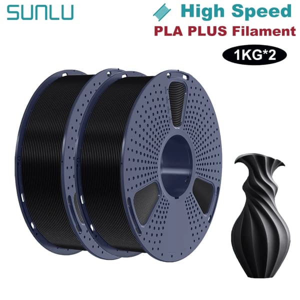 PLA PLUS filament, 1,75 mm diameter, 1 kg vægt, høj sejhed,Sort