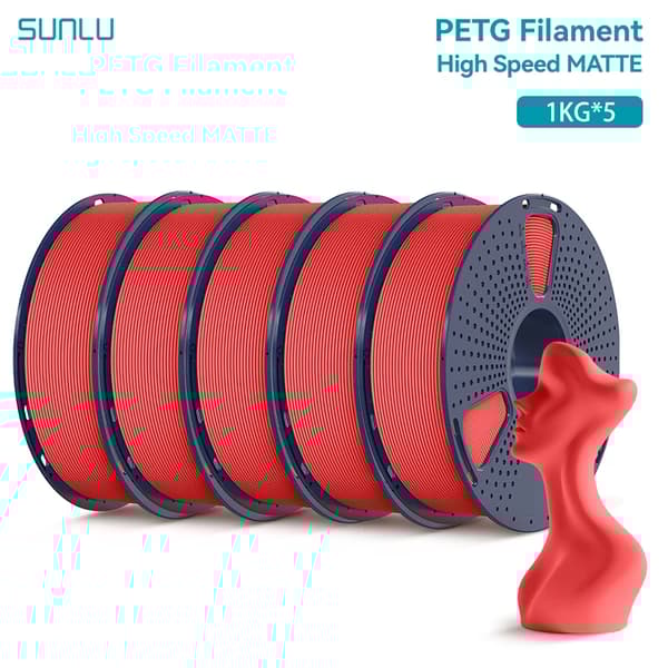 Højhastigheds Matte PETG Filament, 1,75 mm Diameter, Lav Snøring, Forbedret Holdbarhed,Rød