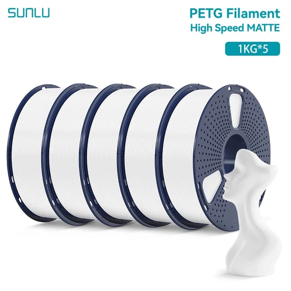 Hög hastighet Matt PETG Filament, 1,75 mm diameter, låg trådning, förbättrad hållfasthet,Vit