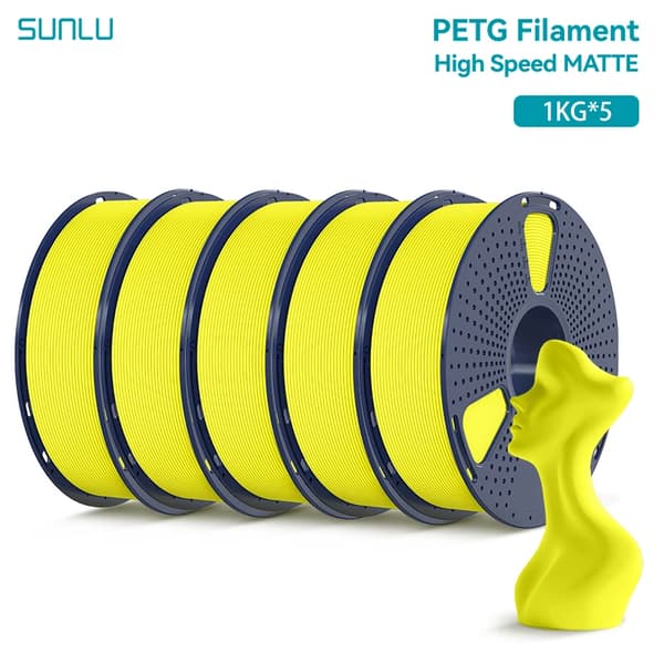 Højhastigheds Matte PETG Filament, 1,75 mm Diameter, Lav Snøring, Forbedret Holdbarhed,Gul